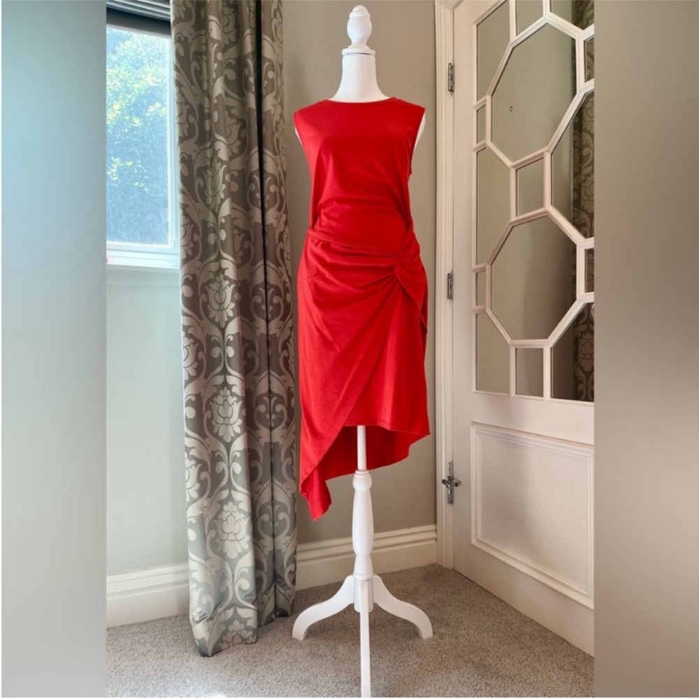 Nordstrom Red Faux Wrap Cotton Dress - Size Medium